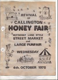 The advertisment flyer from the 1978 callington honey fair